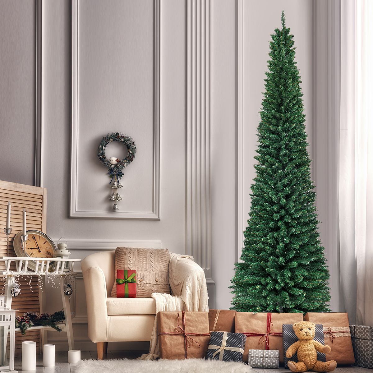 Coast Pencil Christmas Tree 270 cm Green - Sapin de Noël artificiel élégant avec pied en métal - 1500 branches