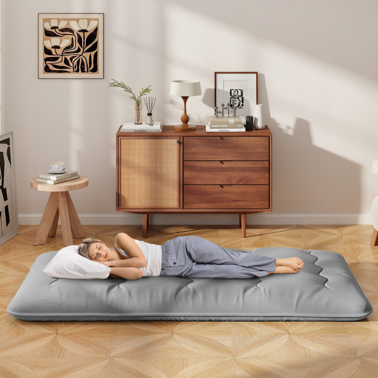 Coast Comfortable Futon Mattress Twin Size 80" x 39" Grey avec housse lavable et sac de transport - Gris avec housse lavable et sac de transport