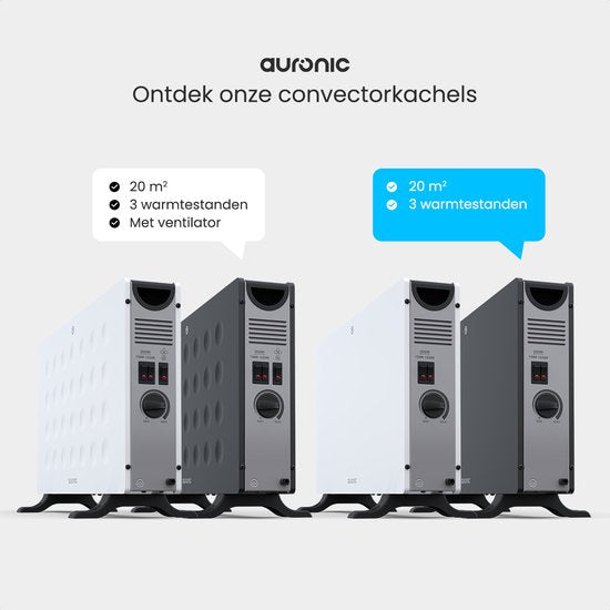 Auronic Convecteur - 2000W - Chauffage électrique - Chambre, salon ou maison - Chauffage - Noir