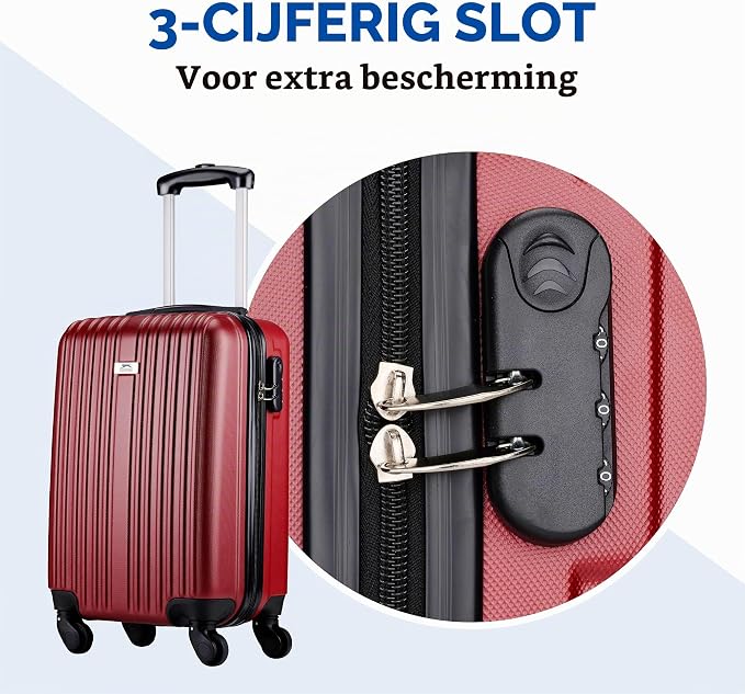 Ensemble de valises Slazenger 2 pièces - Rouge - Coque rigide en ABS - 71 et 26 litres - Serrure à combinaison - Roulettes pivotantes à 360°