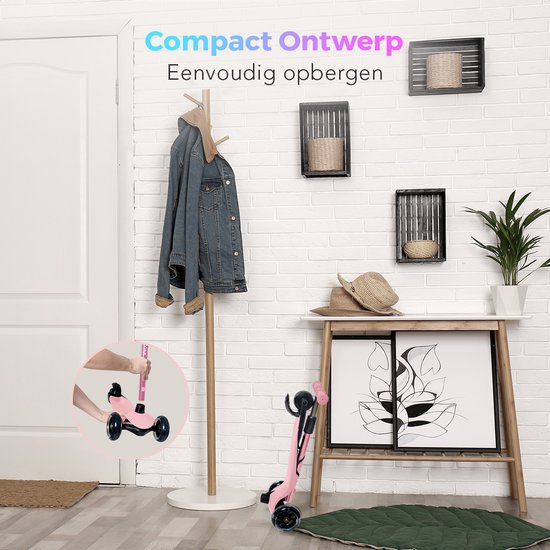 Trottinette enfants - LifeGoods - 2-5 ans - 3 roues LED lumineuses - Hauteur réglable - Garçons/Filles - Rose pastel