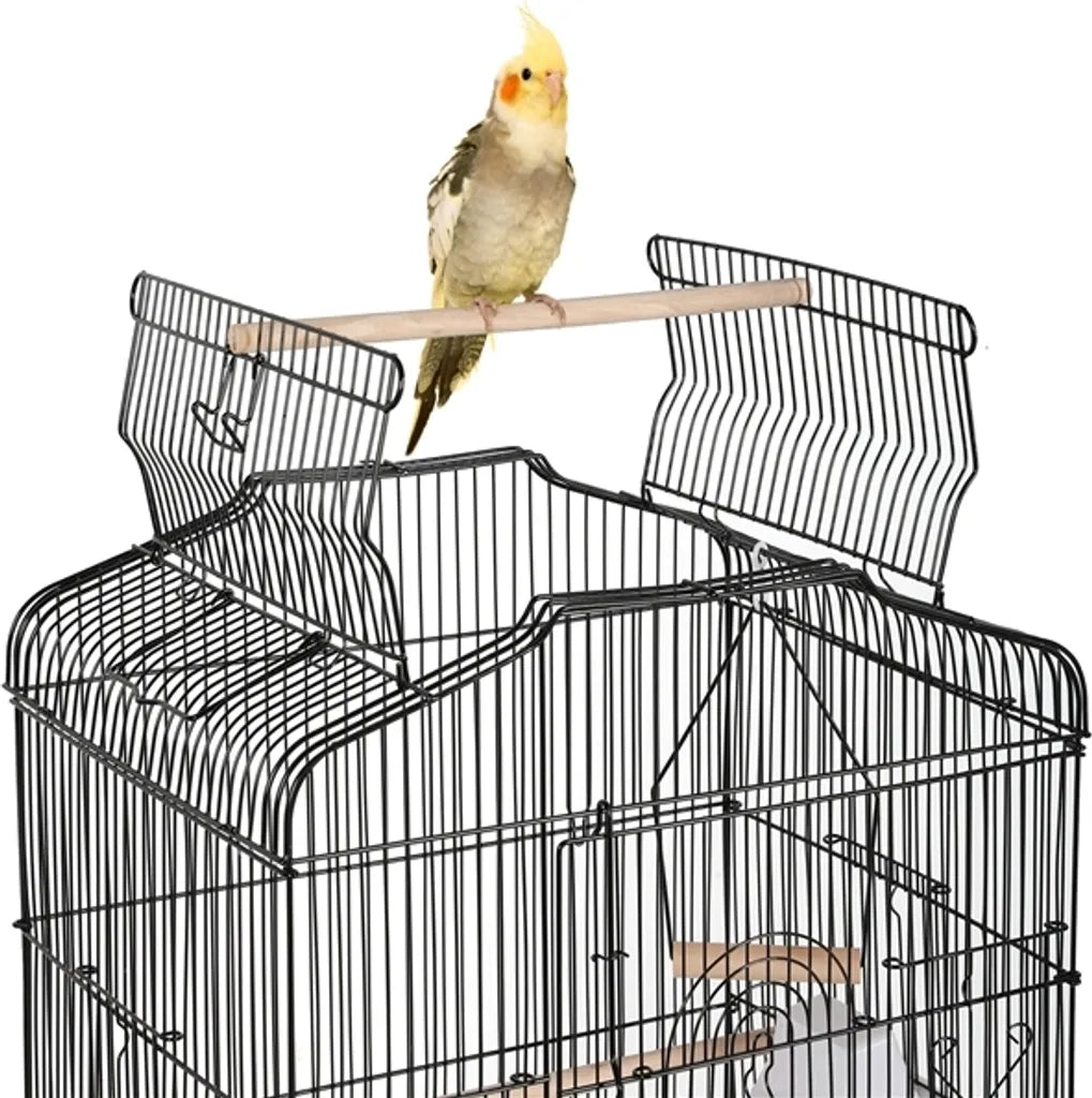Cage à oiseaux Yaheetech XXL avec support et aire de jeux - Noir - 46 x 35 x 150,5 cm