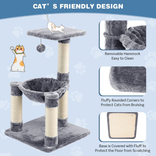 Coast Multi -Storey Scratching Post Arbre à chat avec un hamac confortable gris