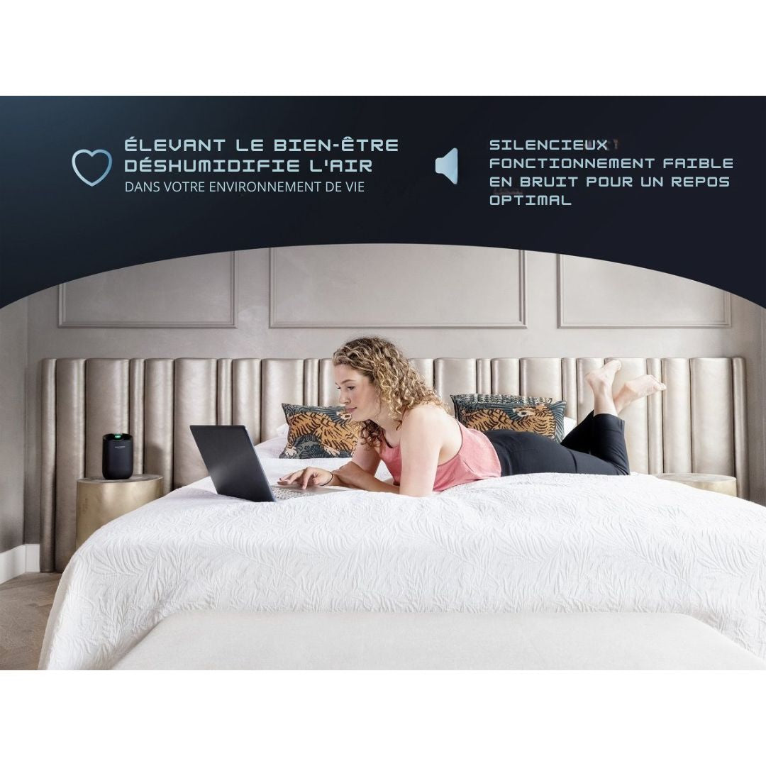 Déshumidificateur silencieux JAP Enivio D3 - Purificateur d'air pour la maison - Chambre à coucher, salle de bain et sous-sol - noir