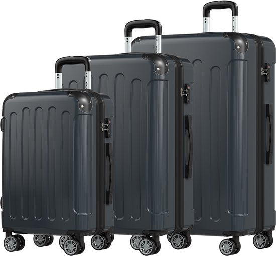 TRVLMORE Set de valises - 3 pièces - 45L bagage à main + 75L et 115L bagage spacieux - TSA Lock - Léger - Set de valises de voyage - Gris foncé