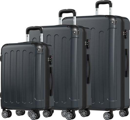 TRVLMORE Set de valises - 3 pièces - 45L bagage à main + 75L et 115L bagage spacieux - TSA Lock - Léger - Set de valises de voyage - Gris foncé