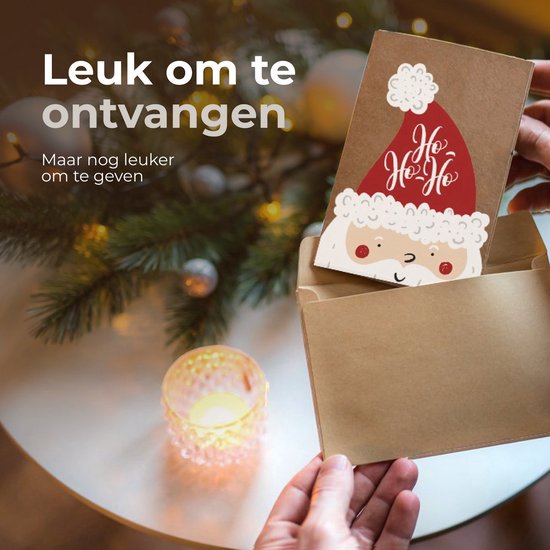 Giftmas Christmas Collection - Set de cartes de vœux et de cartes de Noël - 36 cartes de vœux avec 12 motifs - Enveloppes et autocollants inclus - Papier kraft avec impression en noir pour les fêtes - 20×15 cm