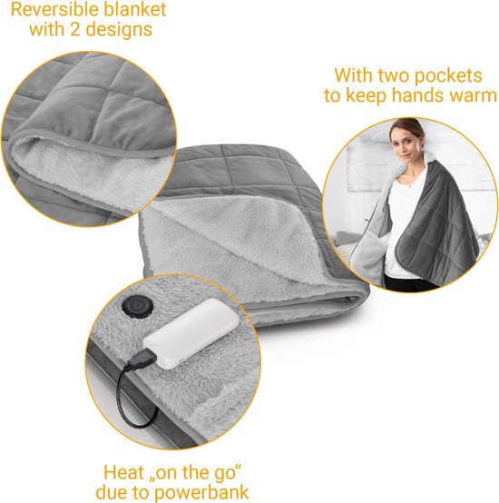 Decoways - Couverture électrique Medisana 3-en-1 HB 674 162 x 62 cm, grise
