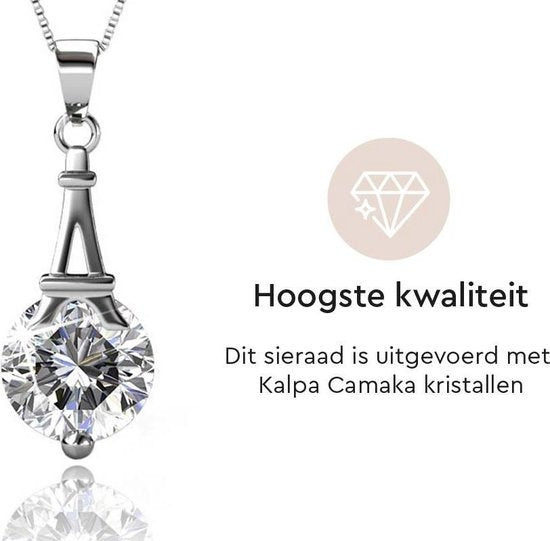 Yolora Collier pour femme avec pendentif en cristal Kalpa Camaka - Couleur argent - Plaqué or blanc 18K - Emballé - Cadeau de fête des mères