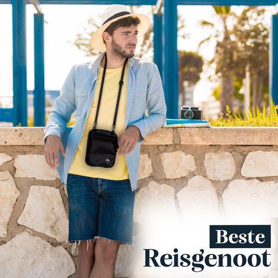 Portefeuille de voyage - Porte passeport - Porte passeport avec blocage RFID - Portefeuille de voyage - Coffre-fort de voyage - Portefeuille de voyage pour femmes et hommes - Noir