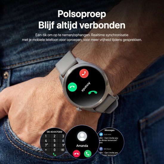 Otiume Modern Pulse GTR1 – Montre connectée – Écran AMOLED 46 mm – Double GPS – Appels via Bluetooth – Noir