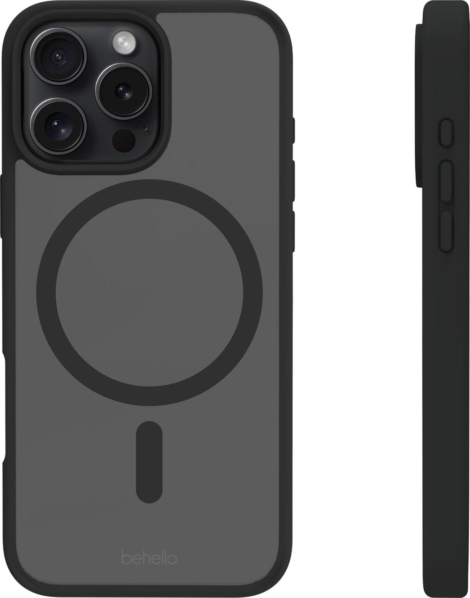 BeHello Case pour iPhone 16 Pro - MagSafe - Flexible - Antichoc - Noir transparent