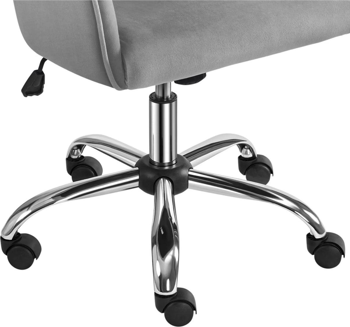 Chaise de bureau ergonomique Yaheetech - avec revêtement en velours de luxe, hauteur réglable par vérin à gaz et roues en nylon pivotantes à 360° - pour le bureau et l'étude - métal gris clair - 60 x 61 x 83-92,5 cm