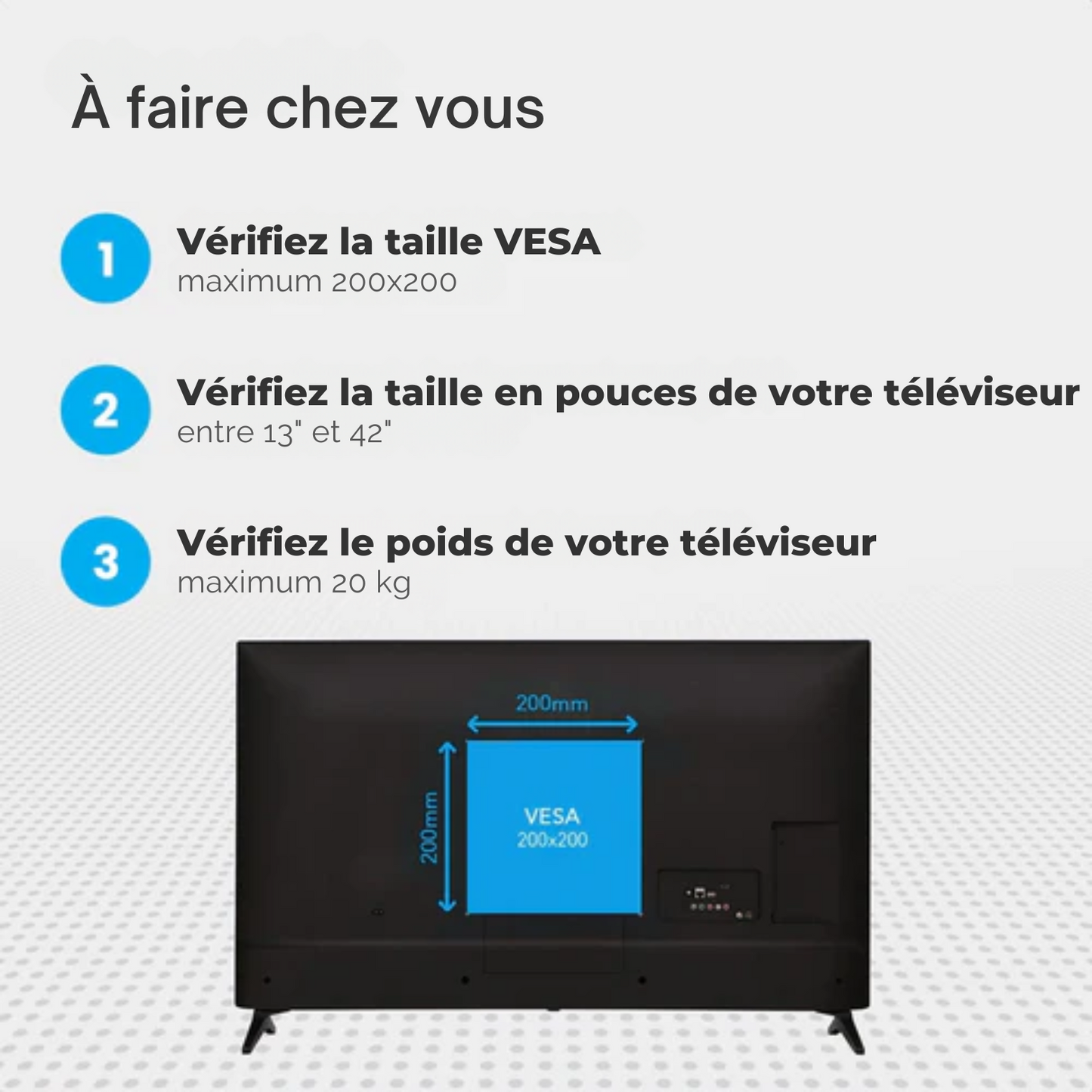 Support TV - Auronic - Support mural pour TV - pivotant et inclinable - 13 à 42 pouces - 20kg max - Noir