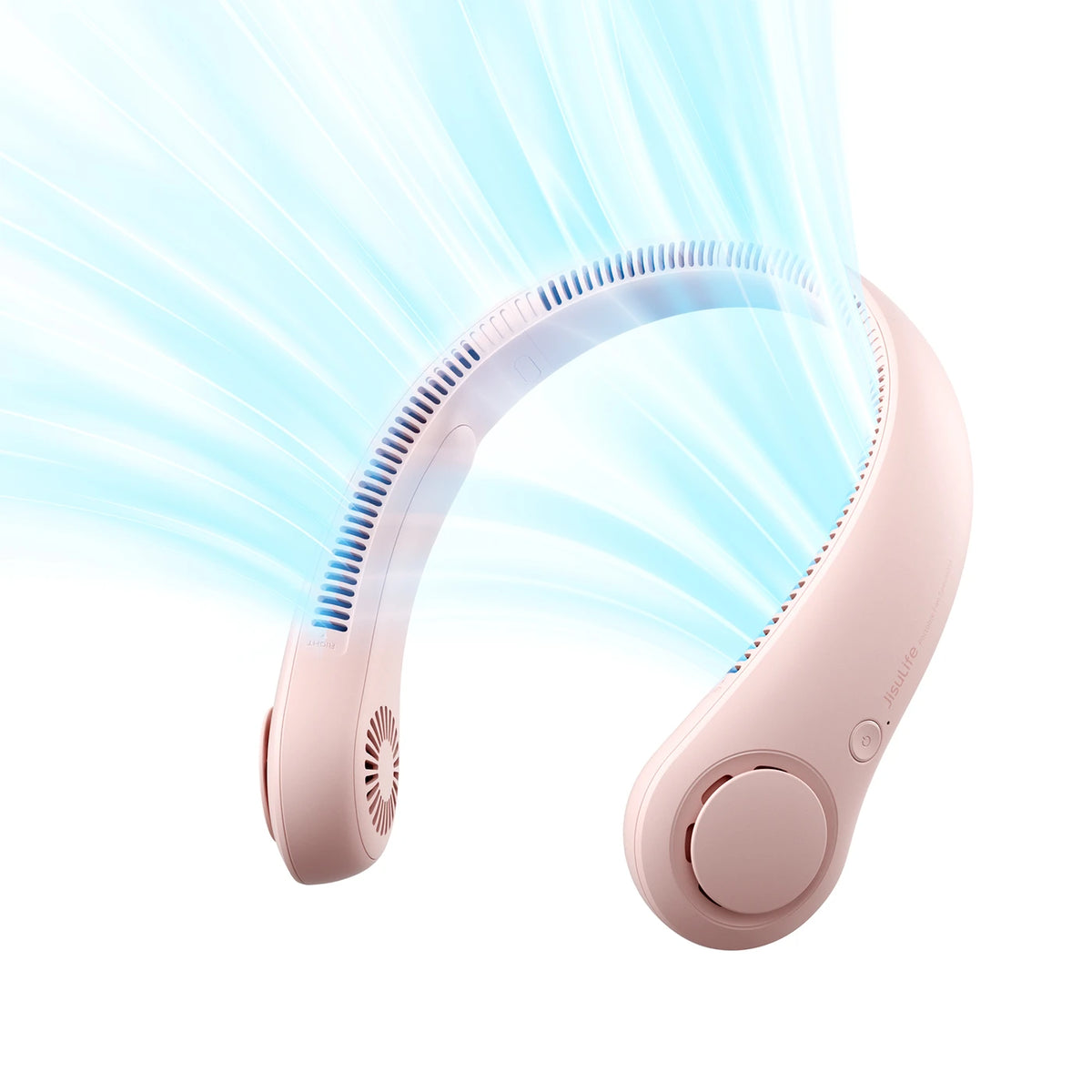 Ventilateur de cou Jisulife Life 3 - Rose - Sans pales - 5 vitesses - 4 000 mAh - Jusqu'à 16 heures - 78 ouvertures d'aération - 253 g