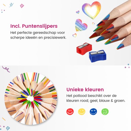 Partizzle 30x Crayons de couleur arc-en-ciel - Cadeaux de distribution de crayons - Grabbelton Crafts Treat Gifts - Apprentissage créatif du dessin et du coloriage - Pour enfants et tout-petits/adultes