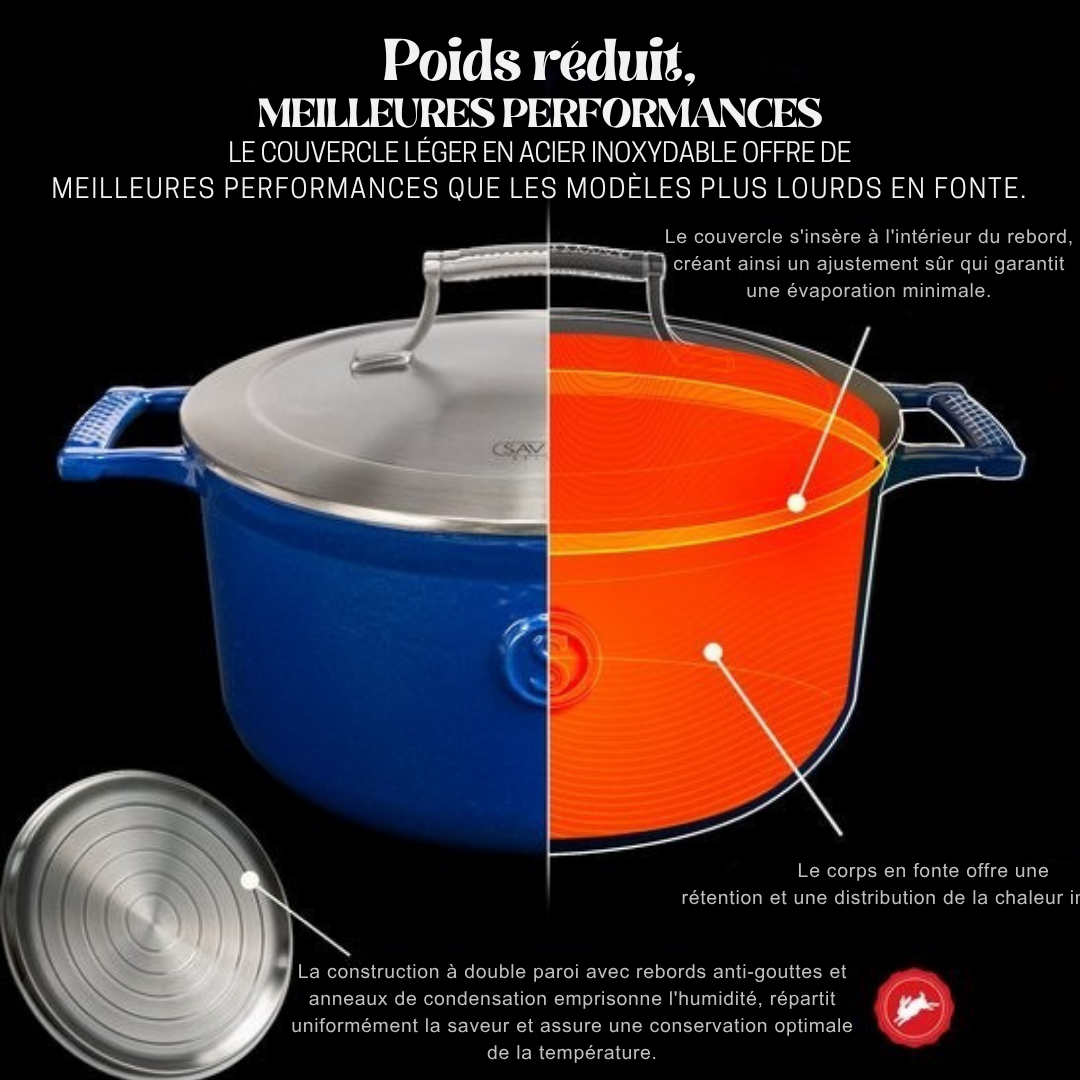 Cocotte en fonte Saveur Selects - Ø25 cm - Compatible induction, gaz, électrique, céramique - Gris
