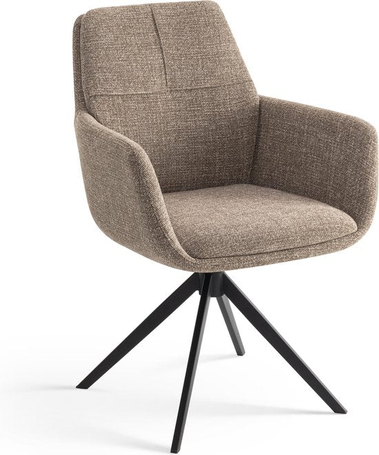 Furnihaus Chaise de salle à manger pivotante Milou avec accoudoir Taupe