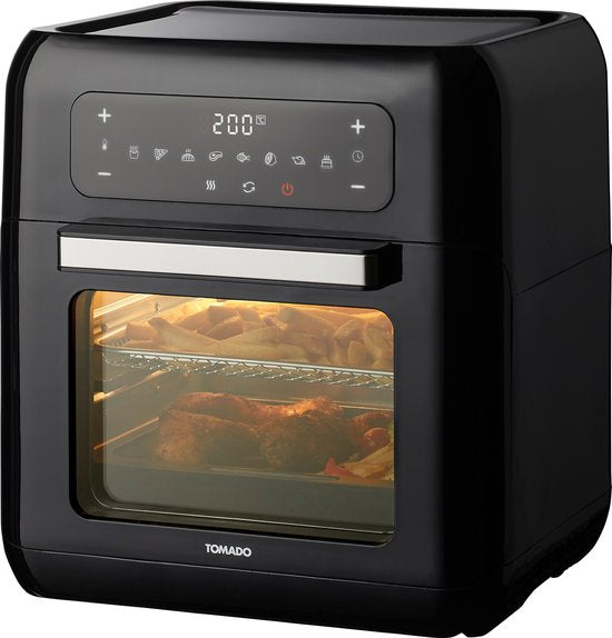 Tomado TAF1201B - Four Airfryer - Friteuse à air chaud - 12 litres - 8 programmes - Sans PFAS - 1500 watts - Noir