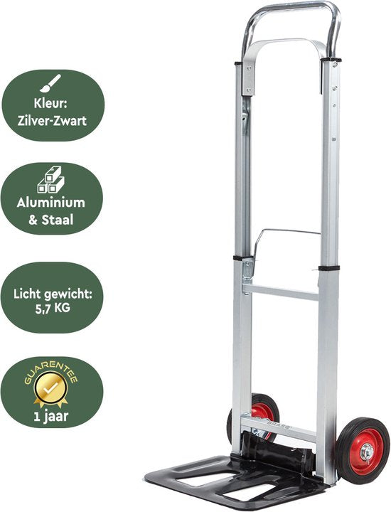 BRASQ Chariot pliable en acier - Capacité 90 KG - Chariot de transport - Chariot à plate-forme - Chariot