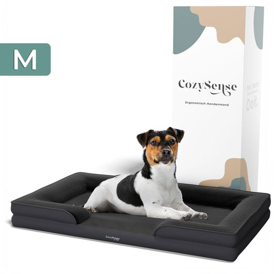 Panier orthopédique pour chien CozySense® - 75 x 45 cm - Taille M - Lit imperméable pour chien avec housse lavable - Convient comme coussin de banc - Noir