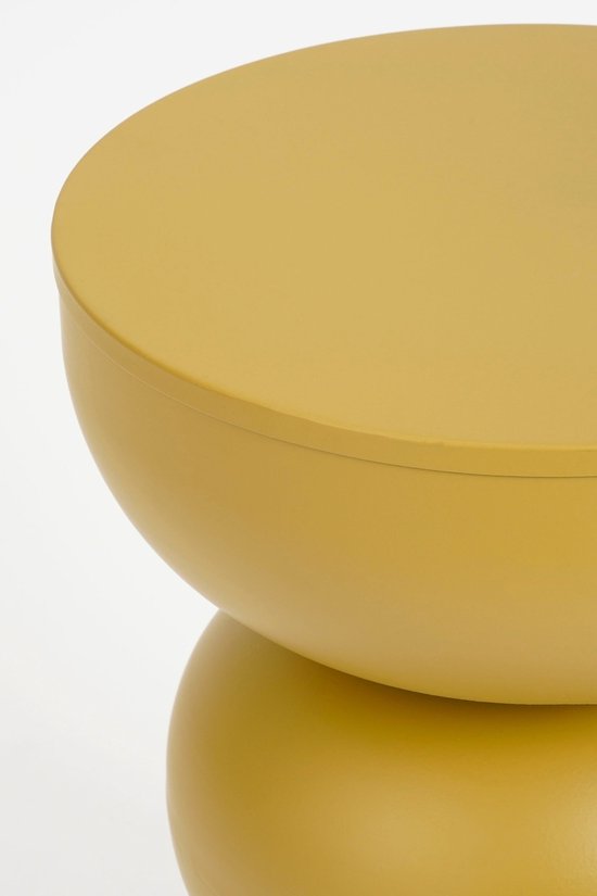 Mica Decorations Luna Table d'appoint - Table d'appoint ronde H46 x Ø32 cm - Petite table en fer pour chambre ou salon - Table de chevet ou table pour plantes - Jaune ocre
