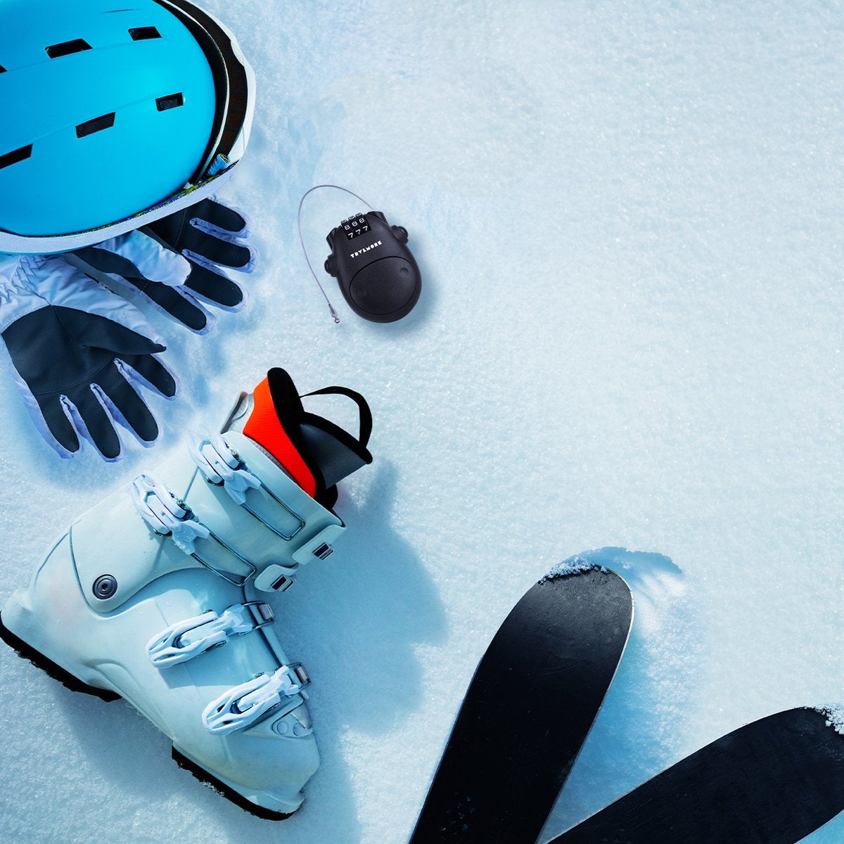 TRVLMORE Cadenas pour snowboard - Cadenas pour ski - Cadenas à chiffres - Acier