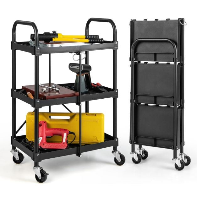 Coast Chariot à outils pliable sur roulettes - 61 cm x 44 cm x 96 cm - Noir