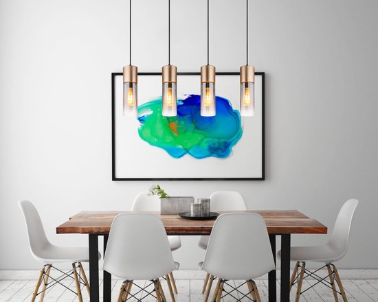 Globo - suspension - ANNIKA - marron - verre - grande lampe de table à manger - E27 - 21000-4HCA