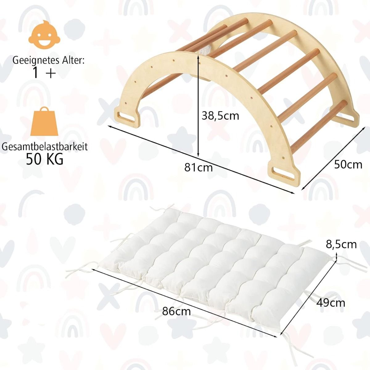 Arc d'escalade Coast avec coussin souple - Bois - 81 x 50 x 38,5 cm - Couleur naturelle