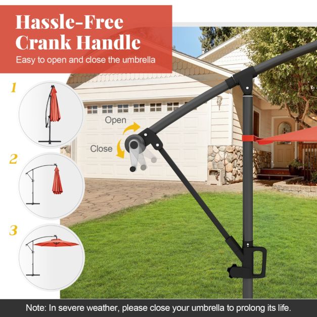 Coast 300 cm parasol orange avec télécommande - solaire - 32 LEDs