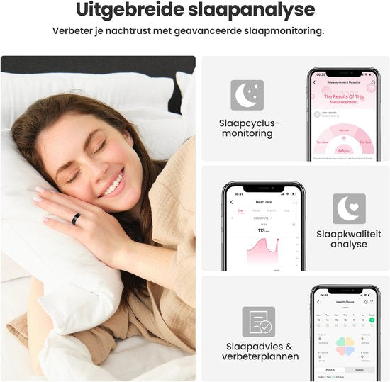 Bague intelligente - Taille 7 - pour femmes et hommes - Traceur d'activité - Wearables - Noir - de Saaf