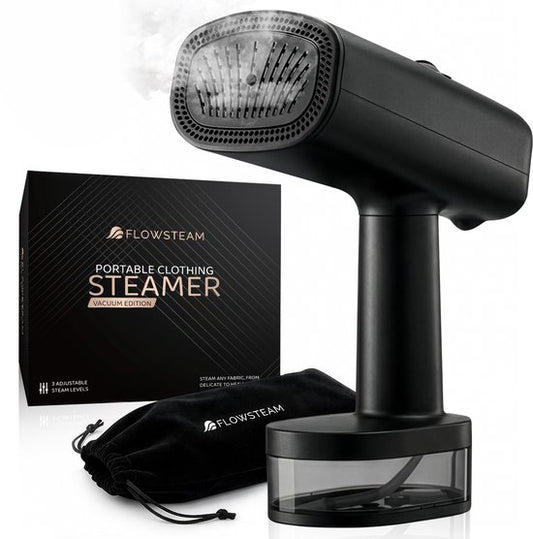 FLOWSTEAM® Vacuum Edition : défroisseur à vapeur - Défroisseur à main avec fonction d'aspiration - Défroisseur de voyage - 2100 W - Noir mat