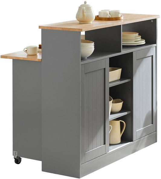 SoBuy FSB36-HG Armoire de cuisine - Buffet gris avec portes coulissantes et roulettes