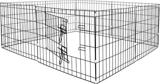 Springos Puppy Run - pliable - 8 panneaux - 160 x 60 CM - noir - Ø160 CM