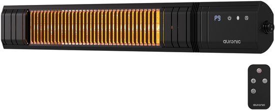 Auronic Terrace Heater - Chauffage infrarouge - Ecran tactile - 10m2 - Electrique - 2000W - Télécommande - 9 niveaux - Noir