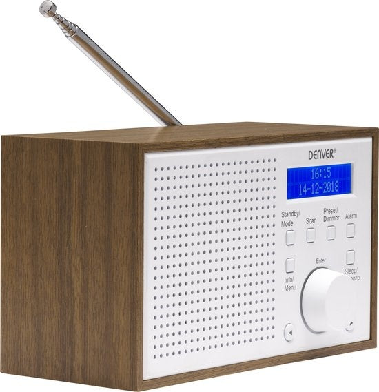 Denver DAB Radio - Retro Radio - Keukenradio - Draagbare Radio - Batterijen & Netstroom - DAB46 - Wit