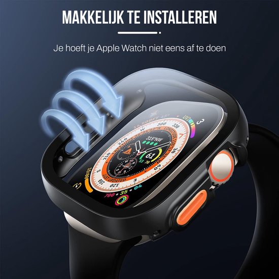 Coque adaptée à l'Apple Watch Ultra - 49 mm Screen Protector - Podec Full Cover Hard Case - Black - 2 Pieces