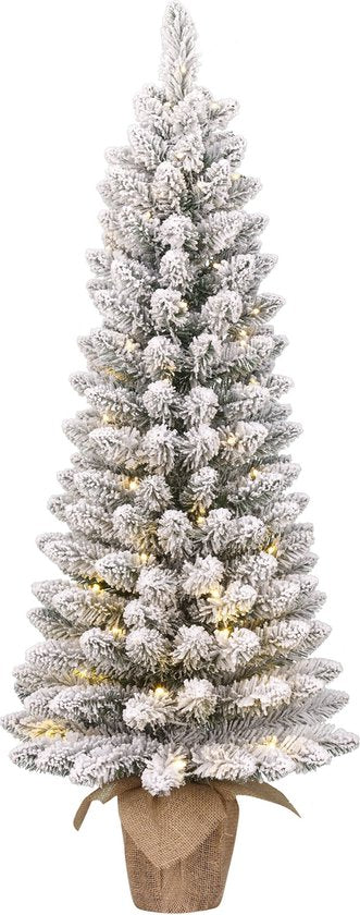 Black Box Trees Gerlos : sapin de Noël en toile de jute, vert givré, 30 L, TIPS 70, à piles et avec minuterie - h75xd36cm