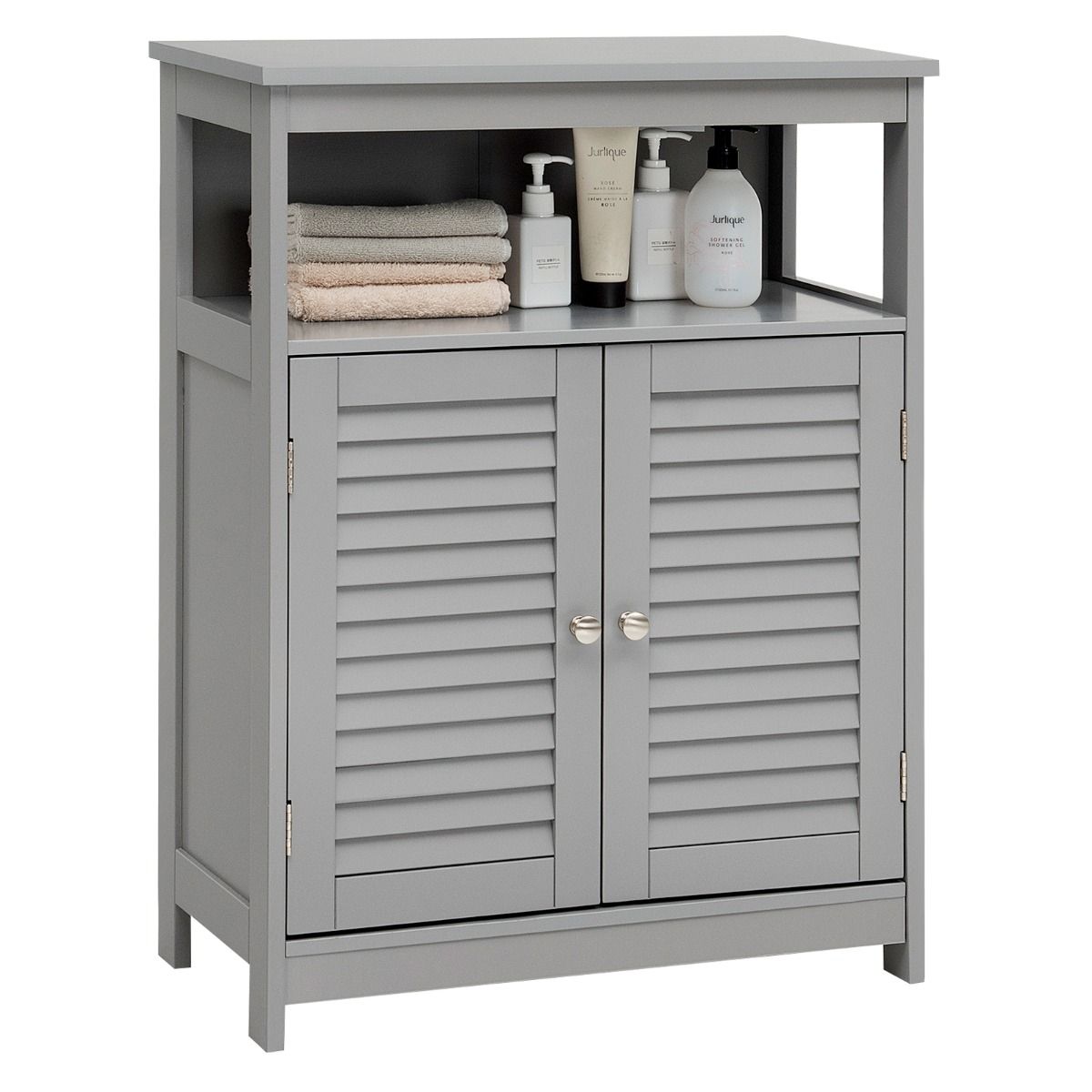 Meuble de salle de bain Coast - Double porte - Etagère ouverte - 60 x 30,5 x 80 cm - Gris