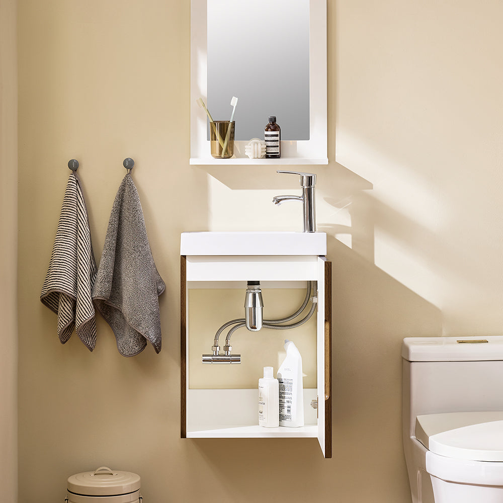 Meuble de salle de bain compact et élégant avec évier - SoBuy BZR196-BR (40 x 22 x 56 cm)