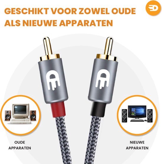 Drivv. Premium Tulip Stereo Audio Cable - 2RCA to 2RCA - Tulip Cable - 1 mètre