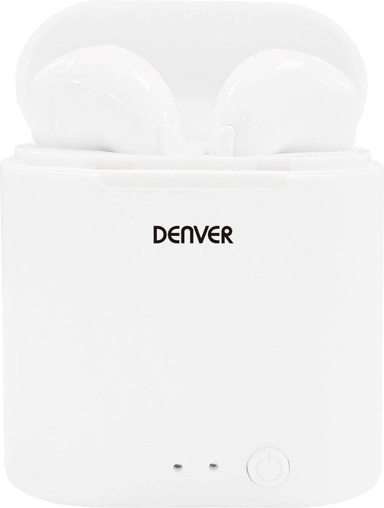Denver Écouteurs sans Fil avec Étui de Chargement - Écouteurs sans Fil - Bluetooth - TWE36 - Blanc