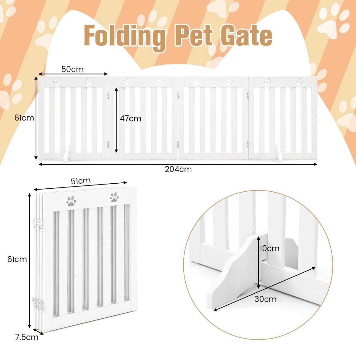 Coast Pet Fence - Bois - 60 cm - Pliable - Blanc
