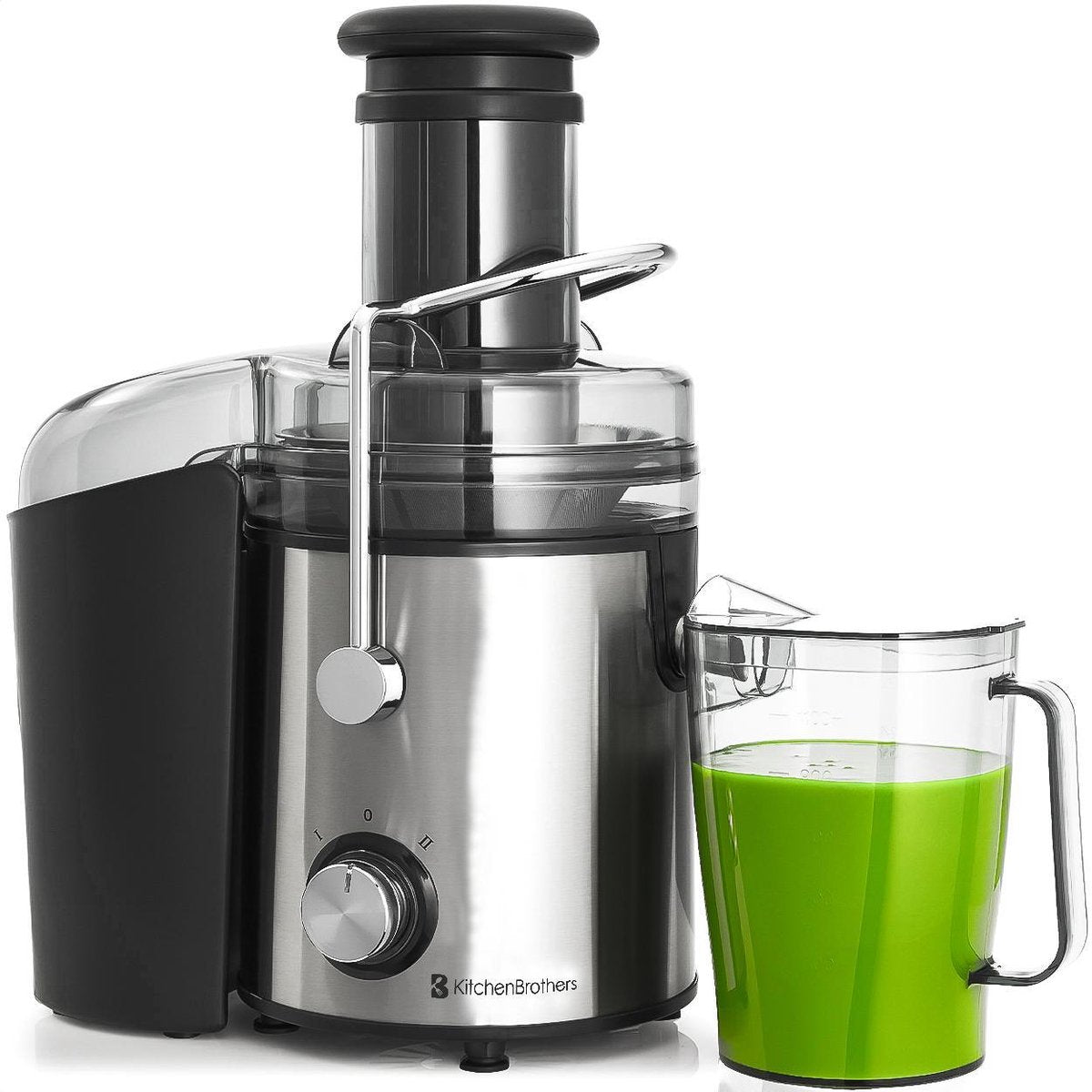 KitchenBrothers Extracteur de jus - Pour légumes et fruits - 1100 ml - 800W - Noir