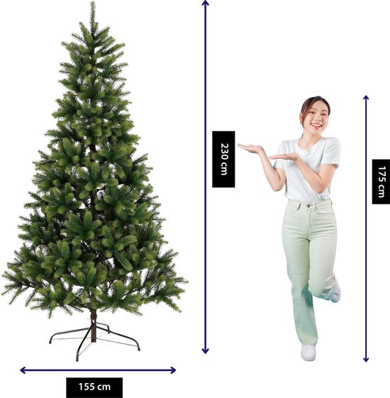 Black Box Trees Toronto Deluxe - Sapin de Noël artificiel au volume généreux et doté de 1 562 branches - Décoration de Noël d'intérieur - Structure à charnières pour un montage rapide - H 230 x Ø 155 cm - Vert