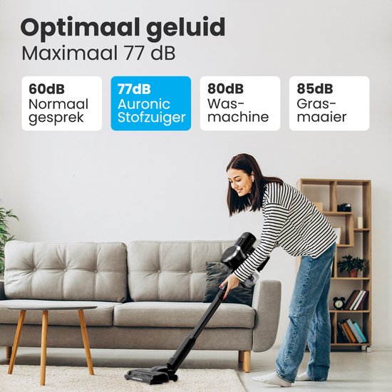 Auronic Aspirateur Bâton Sans Fil - Aspirateur Bâton Autonome - Sans Sac - 220W - Aspirateur - Noir