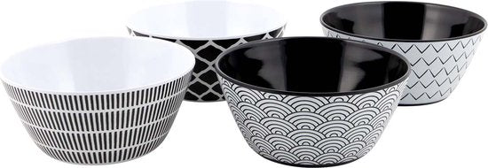 Bo-Camp - Vaisselle - Mix & Match - 16 pièces - Noir/Blanc