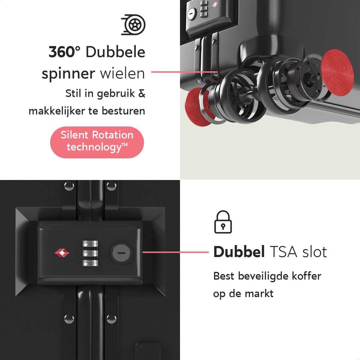 ONYX® Check-in Suitcase 65L - TSA Lock - Spinner Wheels - Lightweight Trolley - Aluminium Closure - Black