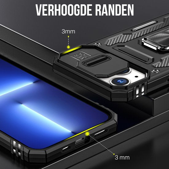 Étui Podec compatible avec l'iPhone 13 Mini - Étui anti-chocs hybride « Armor » avec support intégré et protecteur d'écran